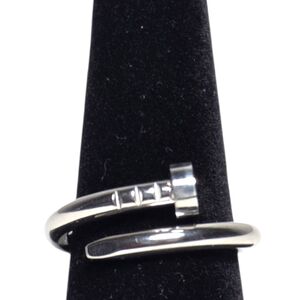 Silver Tone Nail Stainless Steel Design Ring